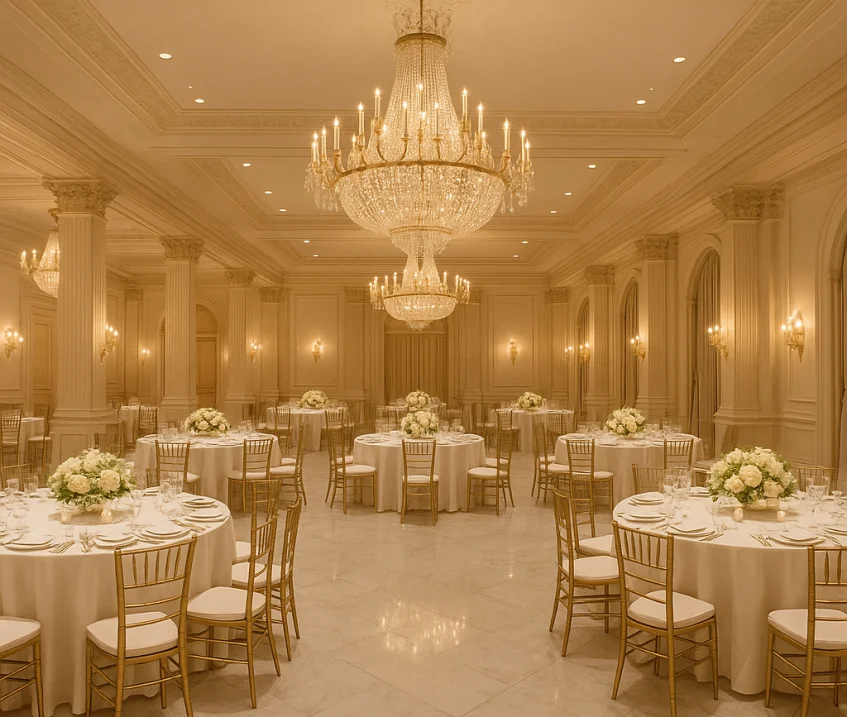 Düğün salonu simgesi ve web sitesi arayüzü