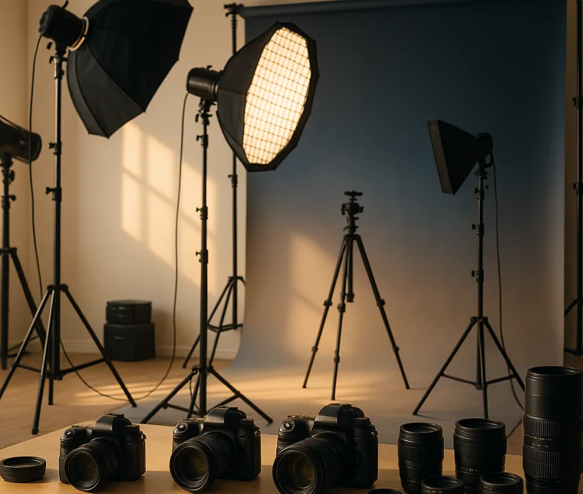 Kamera ve objektif ikonu minimal tasarım