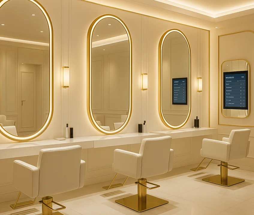 Güzellik salonu simgesi ve web sitesi arayüzü