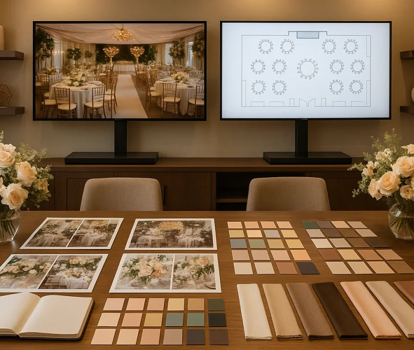 Organizasyon firması logosu ve etkinlik planlama simgeleri