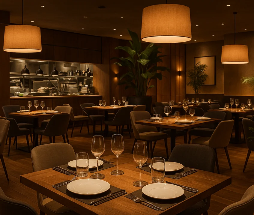 Restoran cafe simgesi ve dijital menü görseli