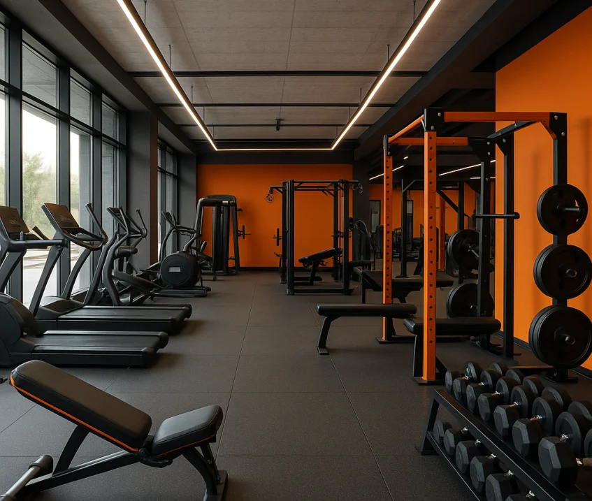 Spor salonu ikonu ve web sitesi sembolü kombinasyonu